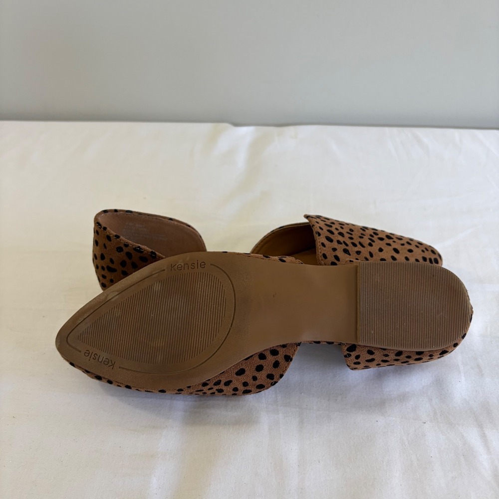Kensie Gaby Leopard Cheetah Print d'Orsay Pointed Toe Flats Tan Black 6.5M - Picture 6 of 10